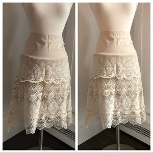 Layered Lace Cream Skirt